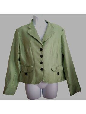 Kay Unger Blazer Jacket Pockets Silk Blend 16 Office Brunch Chic